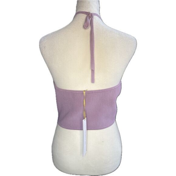 House of Harlow 1960 Lilac Knit Halter Crop Top, Size M – Stylish & Trendy Y2K - Picture 2 of 7